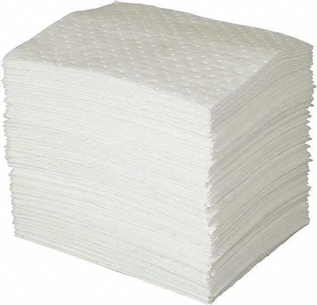 Main image of BRADY OP100 Sorbent Pad, 26 gal, 15 in x 19 in, Oil, White, Polypropylene