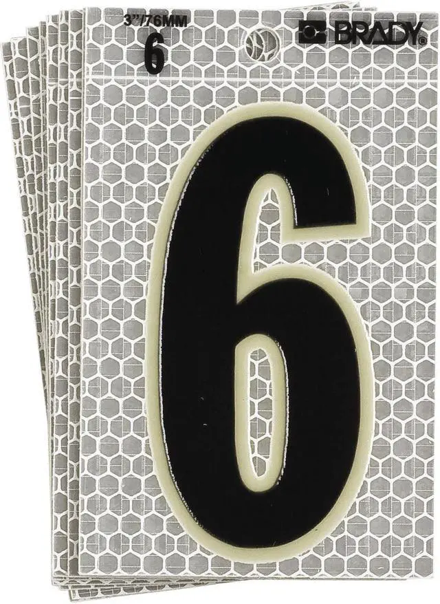 Alt view image 2 of 3 - BRADY 3010-6 Ultra Reflective Numbers,6,PK10