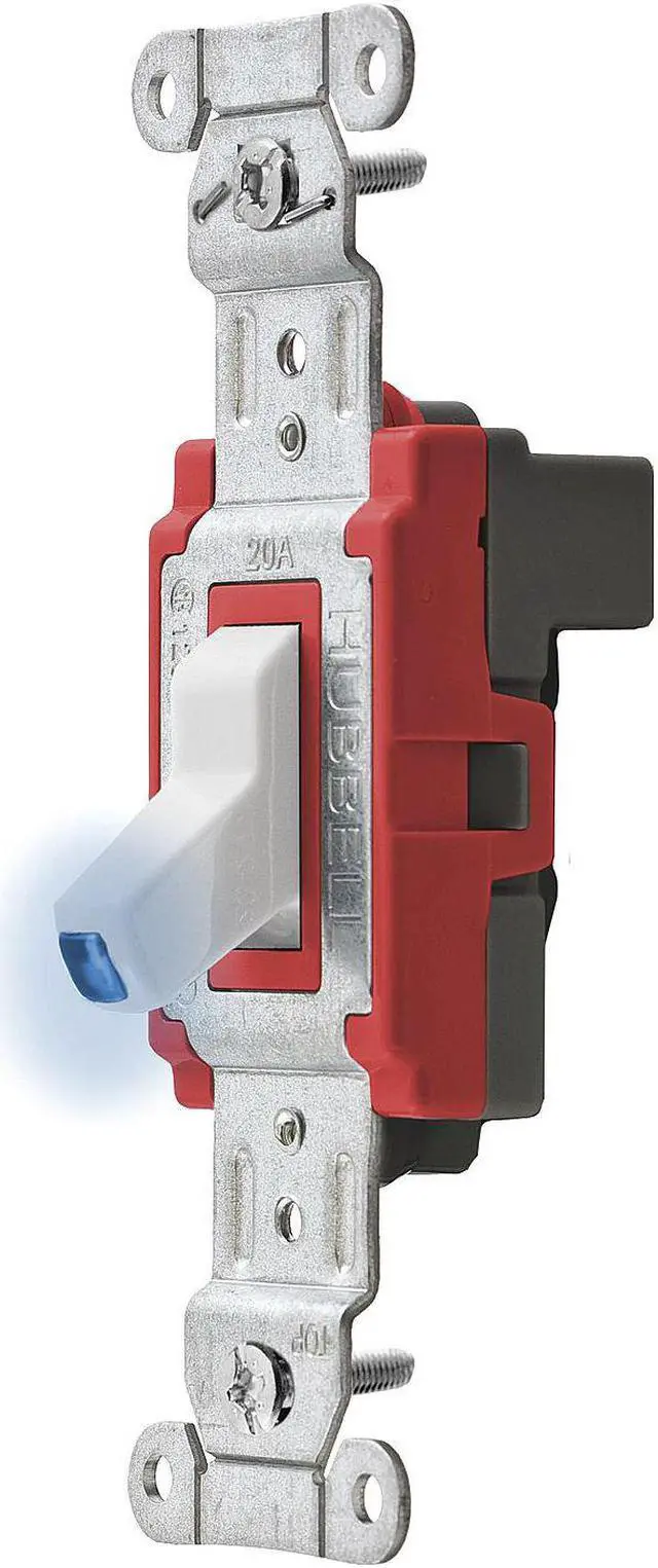 Main image of HUBBELL WIRING DEVICE-KELLEMS SNAP1221ILW Illuminated Wall Switch,1-Pole,20A,Wht
