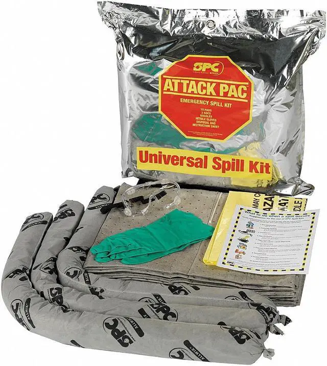 Alt view image 2 of 8 - BRADY SKA-ATK-GRNG Spill Kit, 7 gal Volume Absorbed per Kit, Bag, Silver