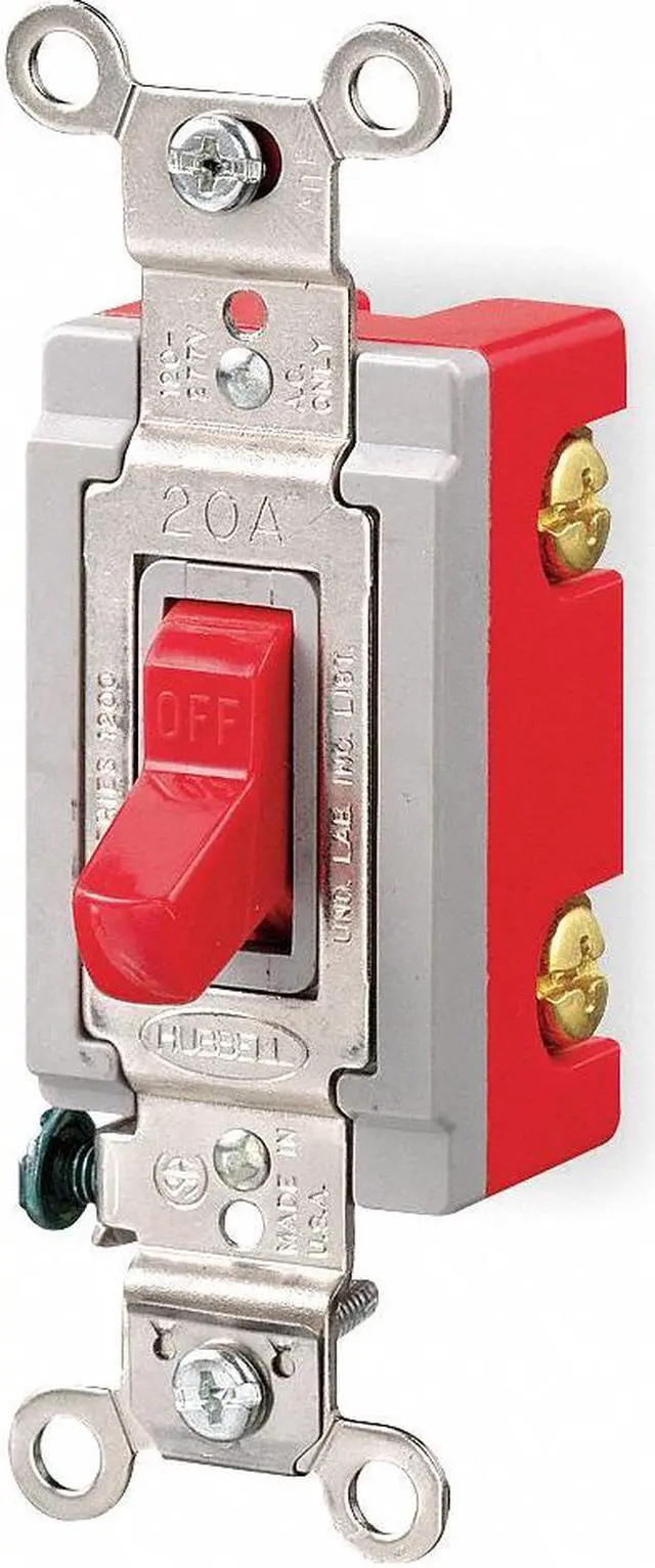 Main image of HUBBELL WIRING DEVICE-KELLEMS HBL1221R Wall Swtch,1-Pole,120/277V,20A,Red,Toggl