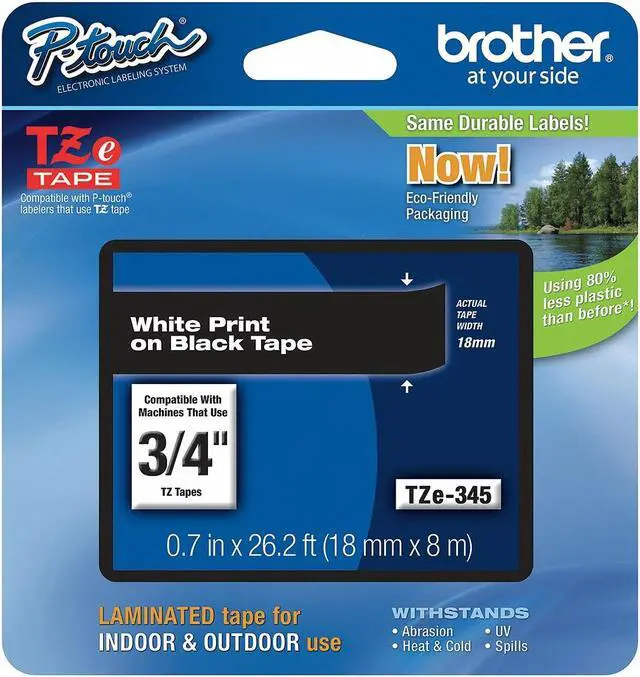 Alt view image 8 of 20 - BROTHER INTERNATIONAL CORPORAT TZE-345 LABEL,.75 WHT-BLK