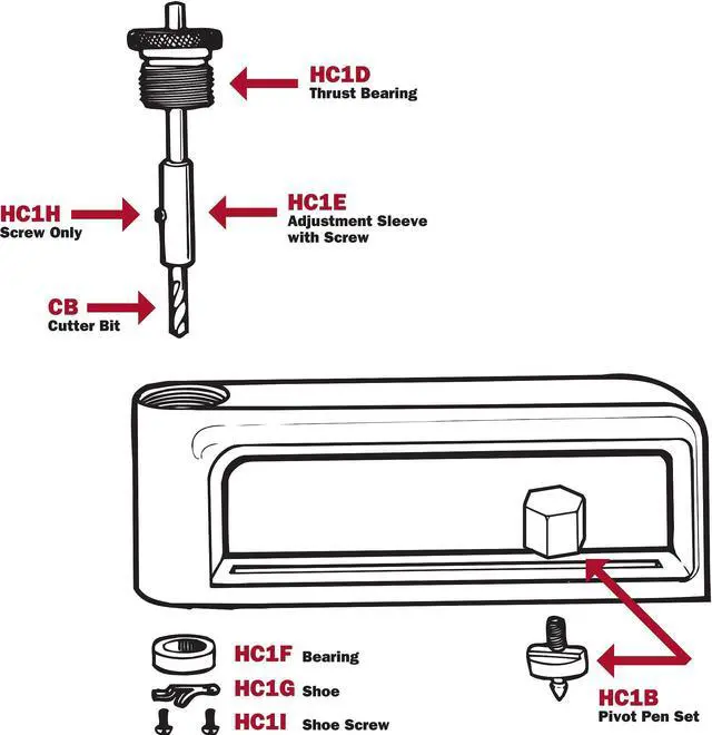Alt view image 2 of 3 - MALCO HC1B Pivot Pin Set for 1ELG5,1ELH8 Cutters