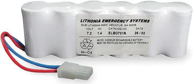 Alt view image 2 of 2 - LITHONIA LIGHTING ELB0701N Battery,Nickel Cadmium,7.2V,1.4A/HR.
