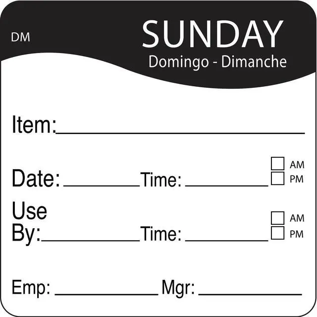Alt view image 2 of 2 - DAYMARK 1100537 Day Label,Sunday,2-4/9 In. W,PK250