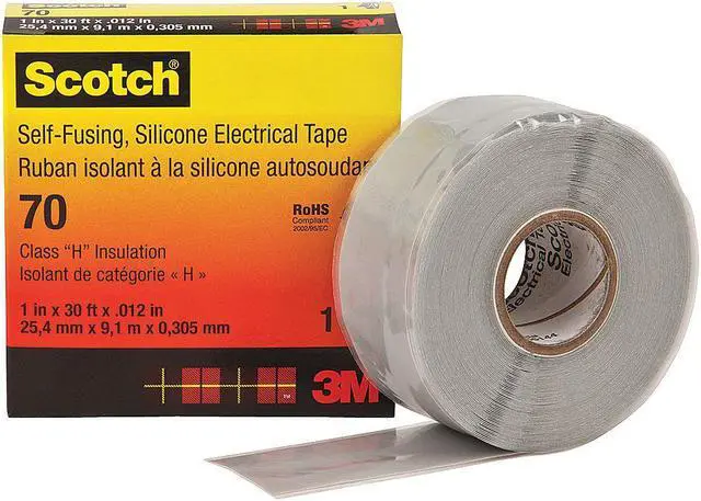 Main image of 3M 70 Silicone Electrical Tape, 70, Scotch, 1 in W x 30 ft L, 12 mil thick,