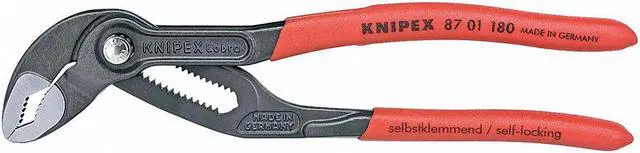 Main image of KNIPEX 87 01 180 SBA 7 1/4 in V-Jaw Water Pump Plier Serrated, Plastic Grip