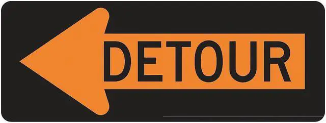 Main image of LYLE M4-10L-48HA Detour Left Traffic Sign, 18 in Height, 48 in Width, Aluminum,