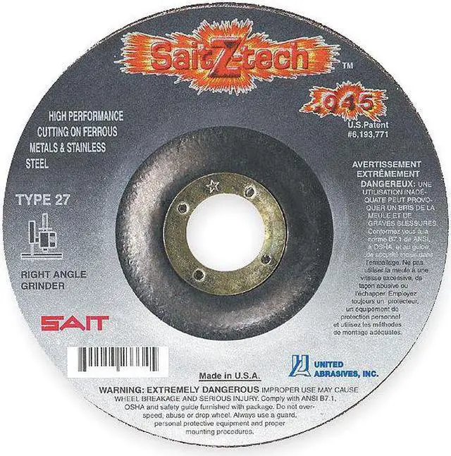Alt view image 2 of 2 - UNITED ABRASIVES/SAIT 23336 Depressed Center Cut-Off Wheel, Type 27, 6 in Dia,
