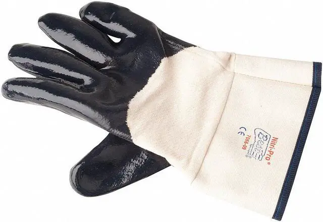 Alt view image 2 of 4 - Coated Gloves, L, White/Navy, Nitrile, PR