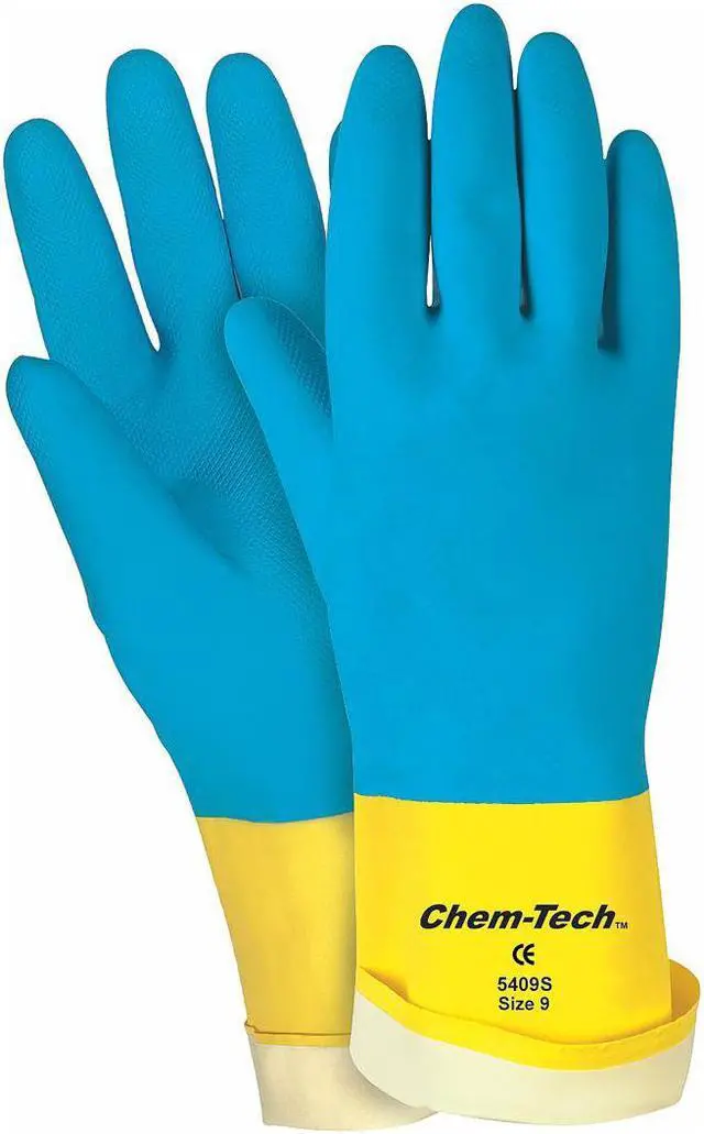 Main image of Mcr Safety Chemical Resistant Gloves Blue/Yellow   5407S