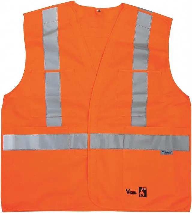 Alt view image 2 of 3 - VIKING 6136FR-S/M Flame Resist Vest,Class 2,S/M,Orange