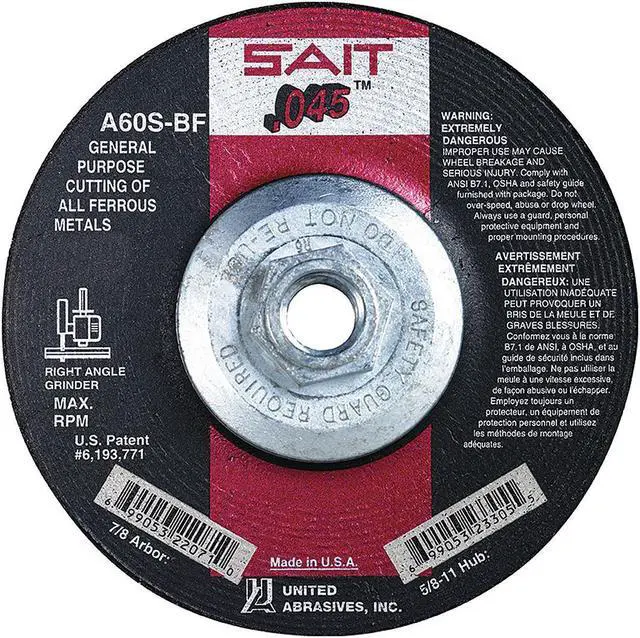 Main image of UNITED ABRASIVES-SAIT 23318 Depressed Center Wheels, Type 27, 4 1/2 in Dia,