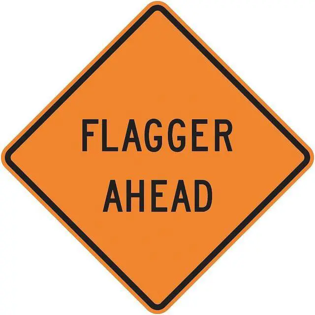Main image of LYLE W20-7D-30HA Road Sign,Flagger Ahead,30 x 30In