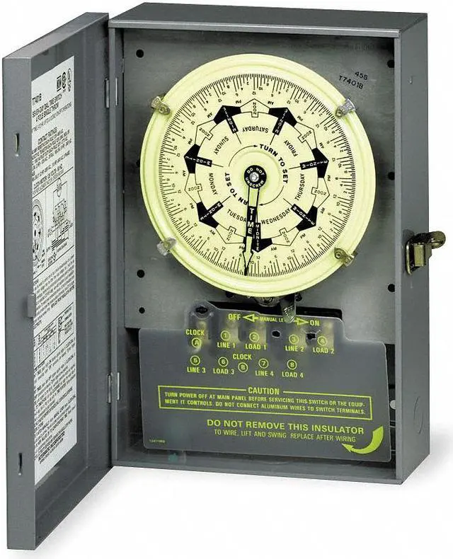 Alt view image 3 of 3 - INTERMATIC T7801B Electromechanical Timer,7 Day,4 Poles