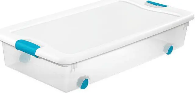 Main image of Storage Tote, Color Clear/White, Outside Height 7", Outside Length 33-7/8"