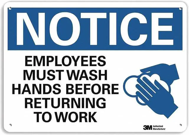 Alt view image 2 of 2 - LYLE U1-1045-RA_14X10 Notice, Employees Must Wash Hands Before Returning to