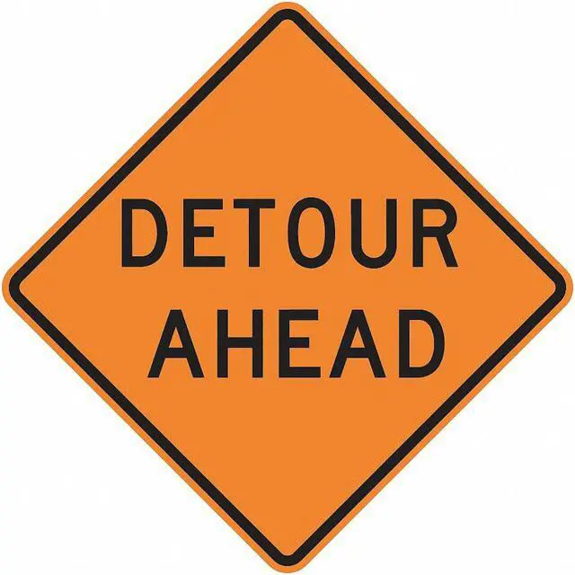 Alt view image 4 of 4 - LYLE W20-2D-30HA Detour Sign,30 x 30In,BK/ORN,Text