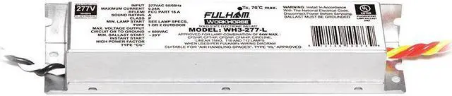 Alt view image 2 of 2 - FULHAM WH3-277-L 13 to 64 Watts, 1 or 2 Lamps, Electronic Ballast