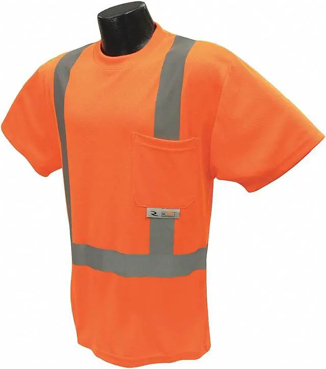 Alt view image 2 of 9 - Large Hi-Viz Orange Safety Short Sleeve T-Shirt With Max-Dri