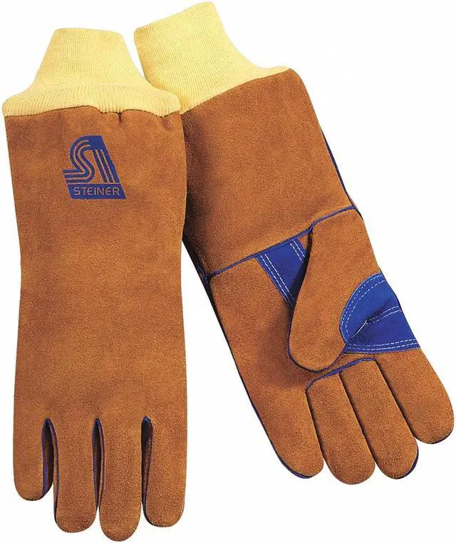 Alt view image 2 of 3 - STEINER 2119B-KSC-L Welding Gloves, Knit Cuff, Wing Thumb, Premium Cowhide, L,