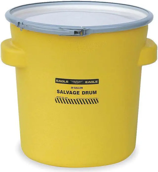 Alt view image 3 of 6 - EAGLE 1654 Open Head Salvage Drum, Polyethylene, 20 gal, Unlined, Yellow