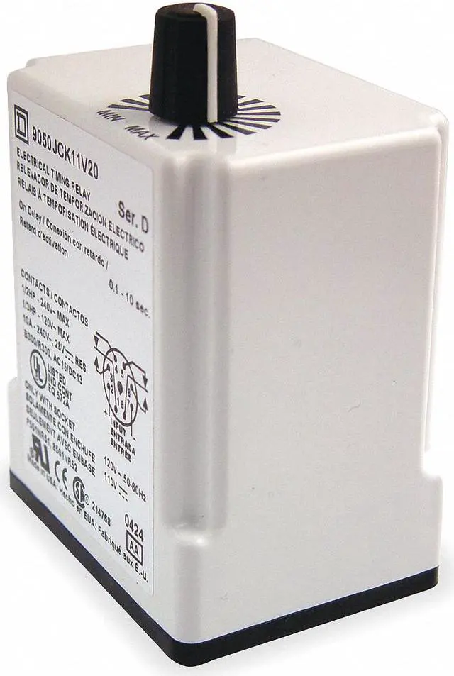 Alt view image 2 of 3 - Square D By Schneider Electric 9050JCK13V14 Time Delay Relay,24VAC/DC,10A,DPDT