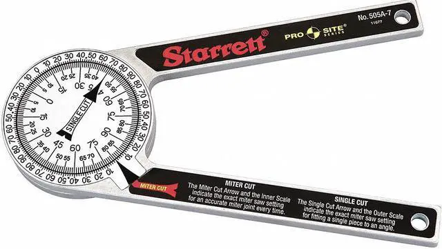 Alt view image 3 of 3 - Miter Protractor,  Rectangular Head,  Yes,  0° to 360°, 90 x 4,  7" Length