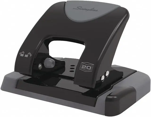 Alt view image 2 of 9 - SWINGLINE A7074135 Two-Hole Paper Punch,20 Sheets,Blck/Gray