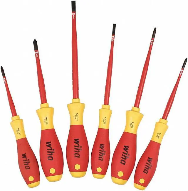 Alt view image 5 of 8 - Wiha 32196 6 Piece Insulated Slim Slotted, Phillips and Square Screwdriver Set