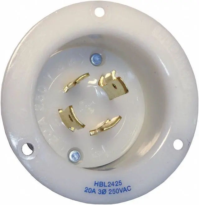 Alt view image 3 of 3 - HUBBELL WIRING DEVICE-KELLEMS HBL2425 20A Flanged Twist-Lock Inlet 3P 4W 250VAC
