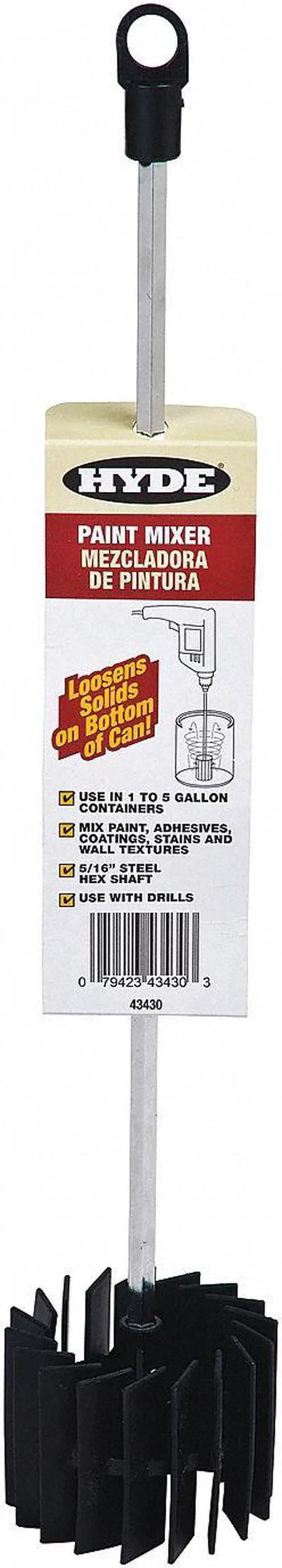 Alt view image 3 of 3 - HYDE 43430 Paint Mixer,5/16 Dia,17-1/2 In,5 Gallon