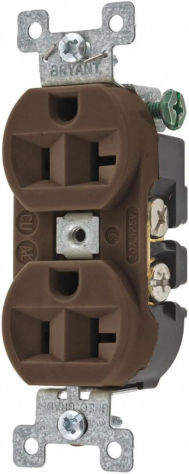 Main image of BRYANT 5362BN Straight Blade Receptacle, 5-20R, 20 A, 125V AC, 2 Pole, 3 Wire,