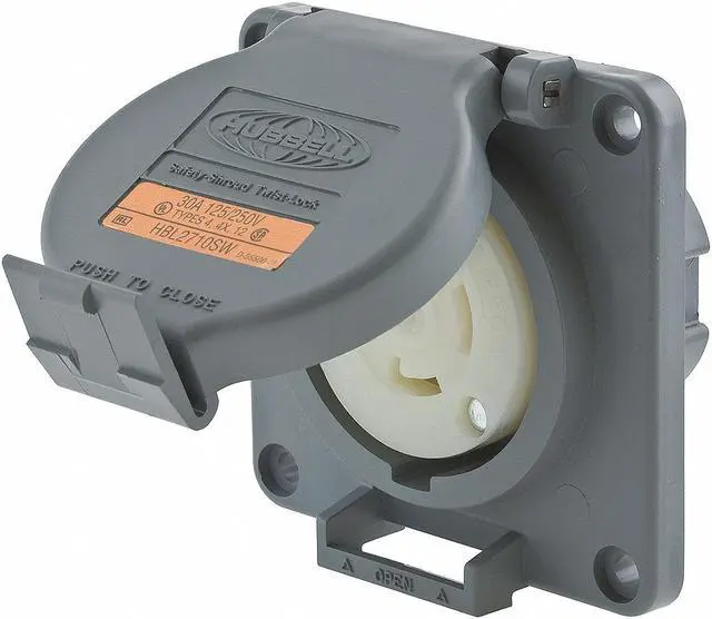 Main image of HUBBELL WIRING DEVICE-KELLEMS HBL2710SW Watertight Flanged Locking Receptacle,