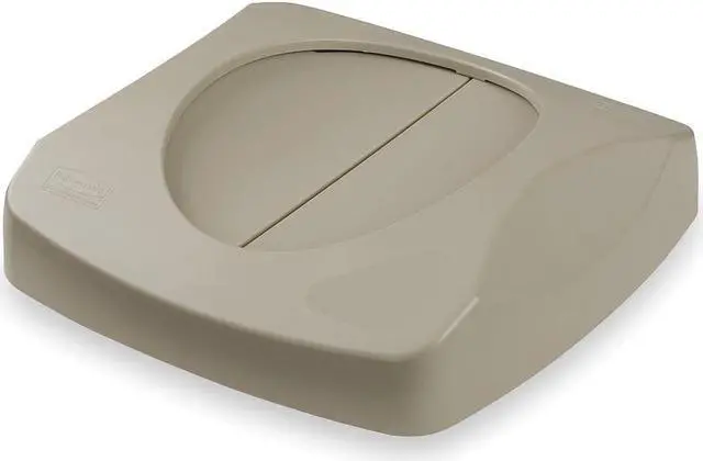 Alt view image 3 of 9 - RUBBERMAID FG268988BEIG Trash Can Top,Drop Top,Swing Closure