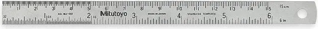 Main image of MITUTOYO 182-302 Steel Rule,Flex,6 In,16/32/64ths/0.5/1mm