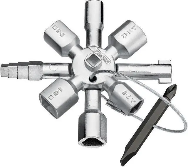 Main image of KNIPEX 00 11 01 Control Cabinet Twin Key, 3 3/4 in L, Zinc