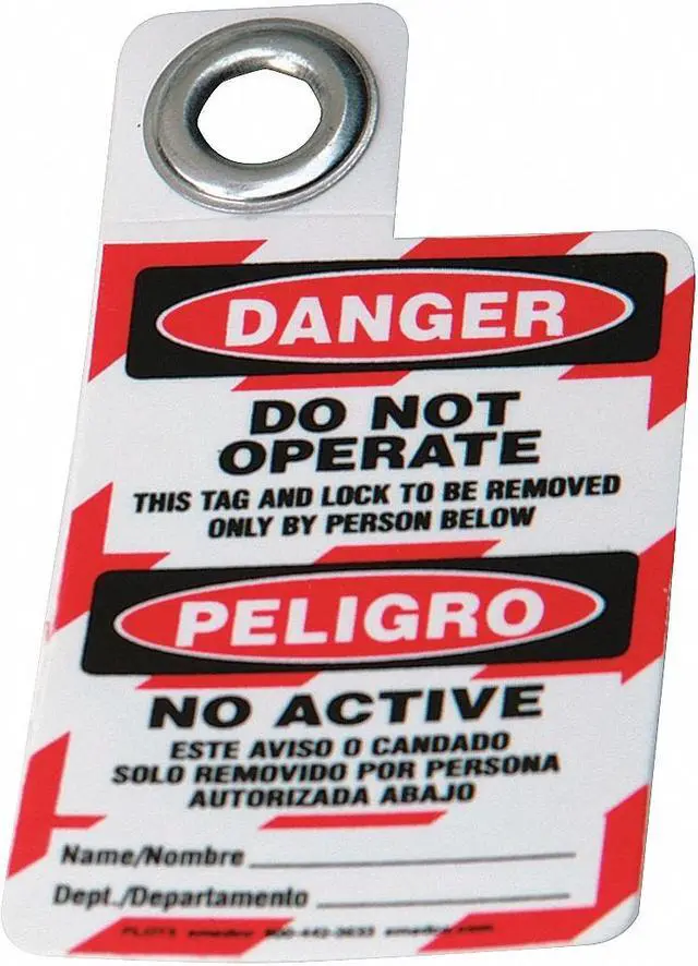 Alt view image 2 of 2 - BRADY 105724 Danger Bilingual Tag,3 x 2 In,Met,3/8 In