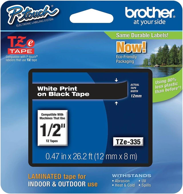 Main image of Indoor/Outdoor PET Label Tape Cartridge, White/Black, 1-13/32"W x 26 ft. 4"