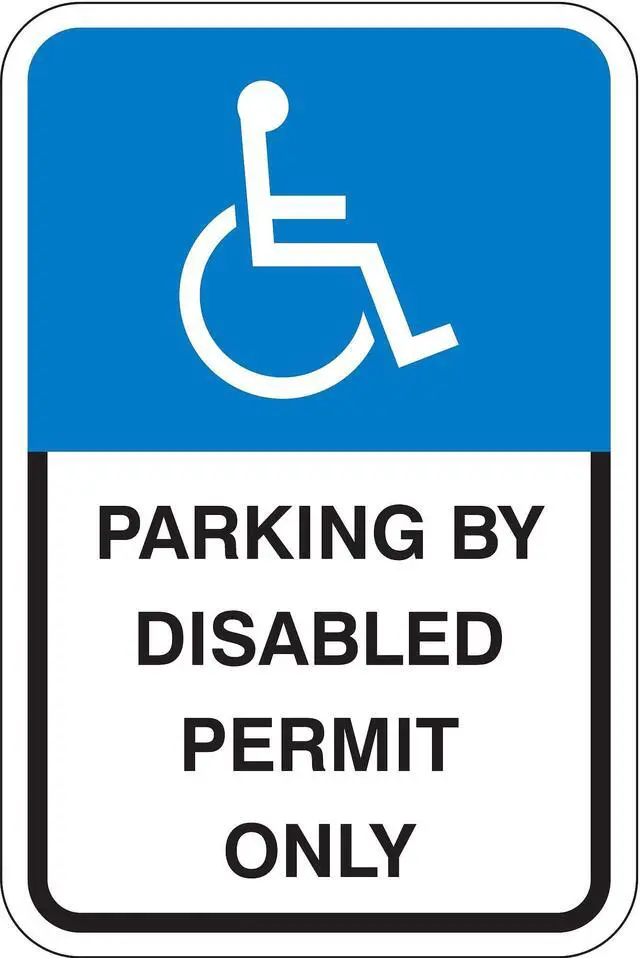 Main image of LYLE HC-FL01-12HA Handicap Parking Sign, 12" W, 18" H, English, Aluminum, Blue,