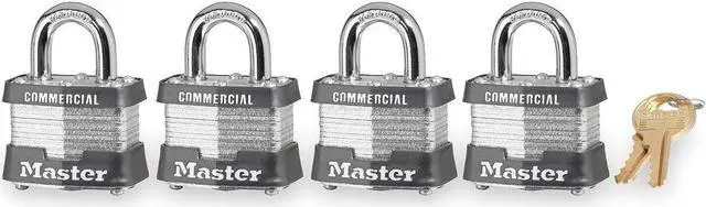 Alt view image 3 of 5 - Master Lock - 3QCOM - Master Lock Silver Laminated Steel General Security Padlock Hardened Steel Shackle