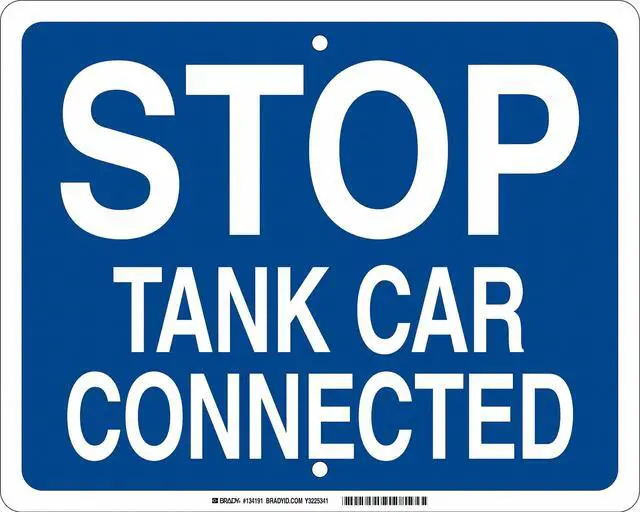 Main image of BRADY 134191 Railroad Stop Sign, 15" W, 12" H, Aluminum, Blue