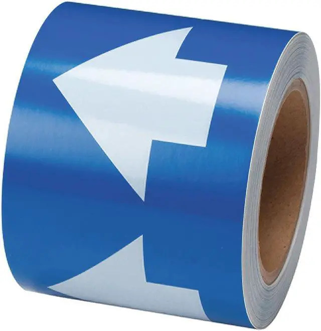 Alt view image 2 of 4 - BRADY 91289 Arrow Tape, Vinyl, 4 in W x 90 ft. L, Adhesive Mounting, White/Blue
