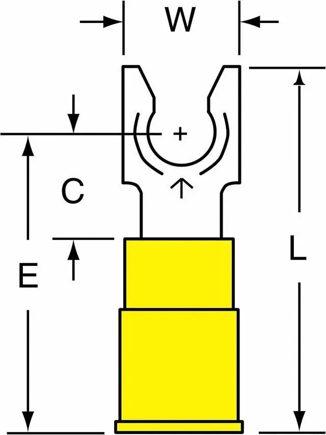 Alt view image 2 of 3 - 3M MV10-14FLX Scotchlok 12-10 AWG Vinyl Locking Fork Terminal 1/4" Stud PK50