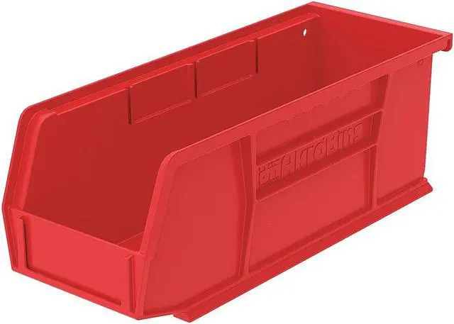 Alt view image 2 of 2 - AKRO-MILS 30224RED Hang & Stack Storage Bin, Plastic, Red, 4 in H, 4 1/8 in W,