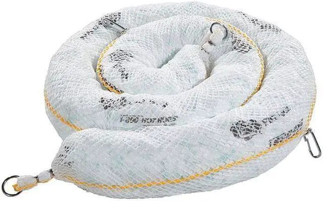 Main image of PIG BOM405 Sorbent Boom, 24 gal, 5 in x 10 ft, Oil, White, 4 PK