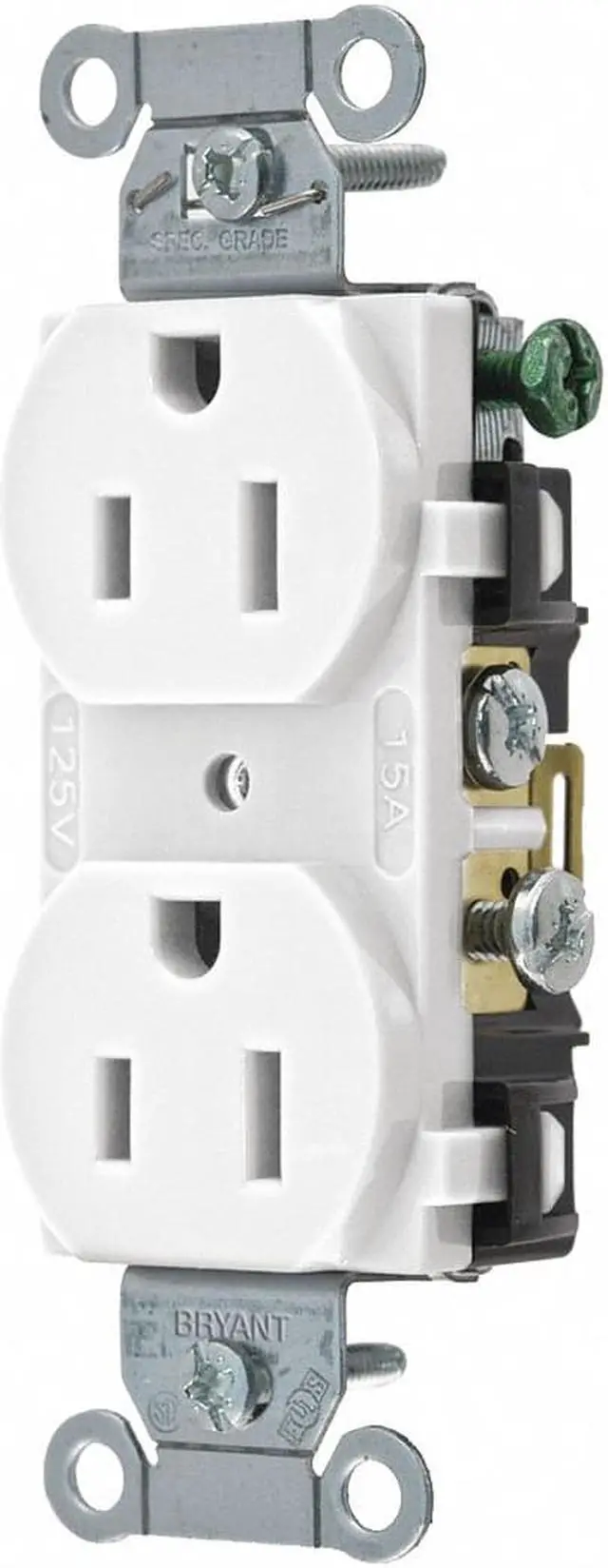 Main image of BRYANT CRS15W Straight Blade Receptacle, 5-15R, 15 A, 125V AC, 2 Pole, 3 Wire,