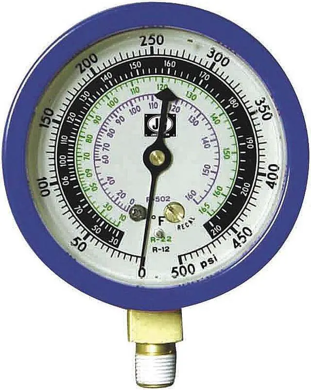 Alt view image 2 of 2 - JB INDUSTRIES M2-870 Gauge,3-1/8 In Dia,Low Side,Blue,350 psi