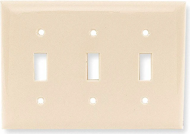 Main image of Toggle Switch Wall Plate, Ivory, Number of Gangs 3, Weather Resistant No
