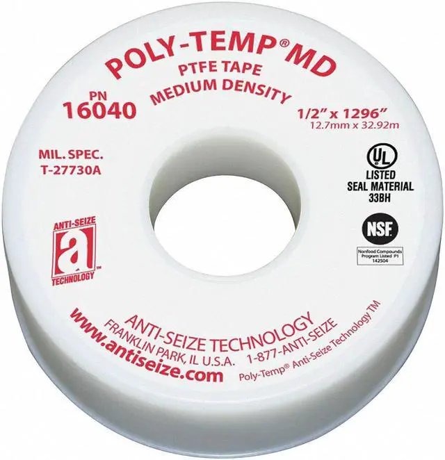 Alt view image 2 of 2 - ANTI-SEIZE TECHNOLOGY 16040 Thread Sealant Tape,1/2 In. W,1296 In. L